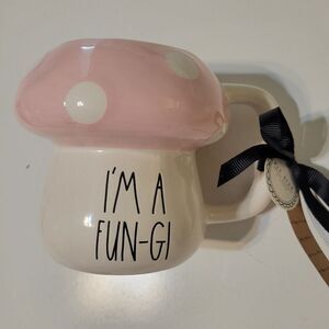 NEW MUSHROOM SHAPED FUNGI RAE DUNN COFFEE MUG + GIFT RIBBON NWT